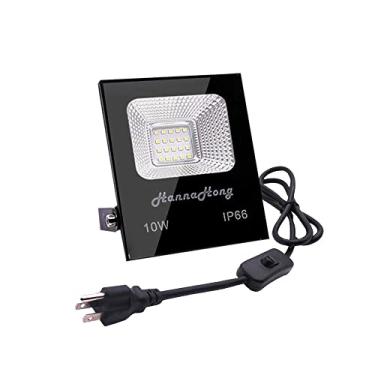 Imagem de HANNAHONG Holofote Led 10W, Plug-In, 1100 Lúmens, Superbrilhante, Luz De Segurança/Trabalho/Cultivo Plantas, À Prova D'Água Ip66 Para Áreas Externas, Refletor Varanda, Garagem, Pátio, Quintal, Jardi