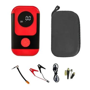 Imagem de Kit de Partida de Emergência Portátil para Bateria Automotiva com Compressor de Ar, Vermelho e Preto