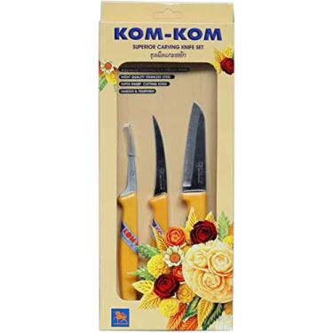 Imagem de Kom Kom Conjunto de facas para entalhar frutas e vegetais C, amarelo, 28 x 2,5 x 12,7 cm