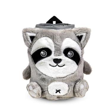 Imagem de Bolsa de giz para escalada - linda bolsa de giz de guaxinim para pedregulho, academia, escalada interna e externa com cinto ajustável, suporte de escova e mosquetão