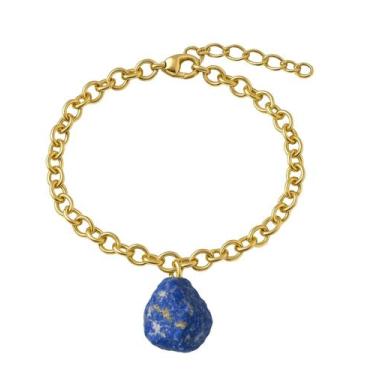 Imagem de Pulseira de Lápis Lazuli - Cristal Natural, Banho Ouro 18k