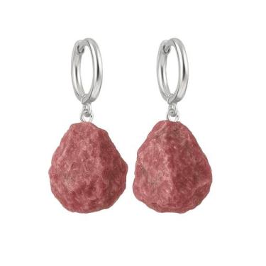 Imagem de Brinco de Argola Rodonita - Cristal Natural, Prata 925