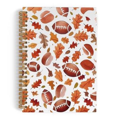 Imagem de QLMX Caderno espiral de outono e futebol, diário de futebol americano, cadernos de presente para amantes de futebol para trabalho escolar, outono outono material de escritório presentes para mulheres