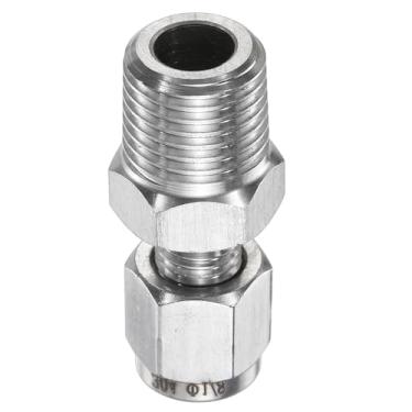 Imagem de HARFINGTON Encaixe de compressão 1/20.3 cm OD x 1/10.2 cm PT Rosca macho aço inoxidável acoplador reto adaptador de tubos de compressão conector para óleo gás água