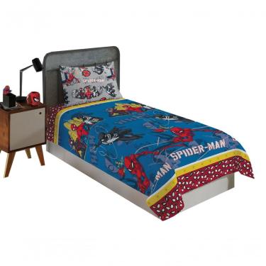 Imagem de Jogo de Cama Infantil Homem Aranha Solteiro 2Pçs Azul