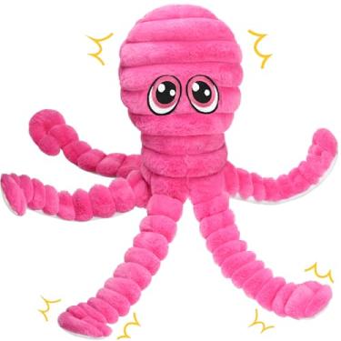 Imagem de Prime Pets Brinquedos para cães grandes, vermelho rosa, brinquedo extra grande de polvo de pelúcia de 68,5 cm, brinquedos para cães barulhentos, brinquedo de estimação de cabo de guerra para cães