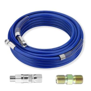Imagem de Mangueira de pulverizador de tinta sem ar de alta pressão de 1/10.2 cm x 50 pés – 8500 PSI com mangueira chicote de 1,8 m, junta giratória e conector para máquinas de pulverização sem ar