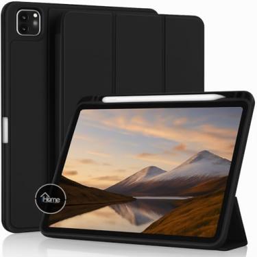 Imagem de Capa Case Premium para iPad Air 13 Polegadas M3/M2 (2025/2024) / iPad Pro 12.9 M1/M2 (2018/2020/2022) - Anti Impacto com função sleep e suporte para Apple Pencil (PRETO)