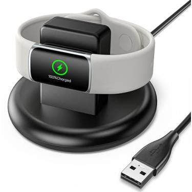 Imagem de Wanme Suporte de carregador para Fitbit Charge 6/5 e Luxe, base magnética com cabo USB de 1,3 m, acessório de carregamento rápido com base estável para Fitbit Charge 6/Charge 5/Smartwatch Luxe (preto)