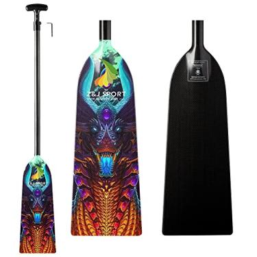 Imagem de Z&J SPORT Raquete ajustável de barco, raquete de fibra de carbono aprovada pela IDBF, raquete gráfico de dragão com ajustador para corrida de barco dragão com alça ajustável em T (faixa: 43"-52"/110cm-132cm) (SCB6)