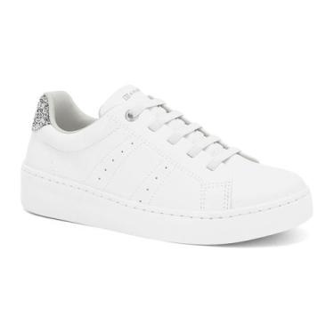 Imagem de Tênis Ramarim Flatform Brilho Cadarço Elástico Feminino, Branco, Prata