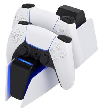Imagem de Carregador Duplo para Controles PS5 – Base Rápida com Luz LED Indicadora, Estação de Carregamento Compatível com DualSense