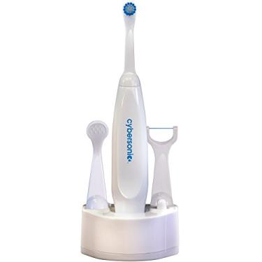 Imagem de Cybersonic Escova de dentes elétrica clássica, escova de dentes elétrica recarregável com kit completo de cuidados dentários, incluindo raspador de língua e cabeças de fio dental