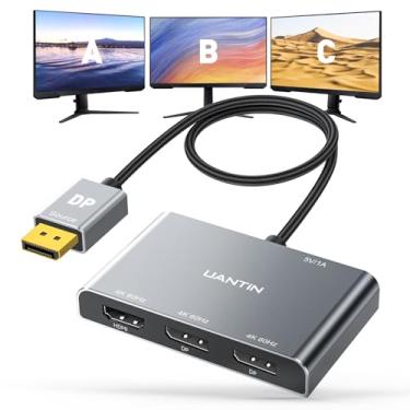 Imagem de UANTIN DisplayPort para DisplayPort duplo com divisor HDMI para 3 monitores adaptador de exibição estendida 4K a 60Hz Hub MST de 1 entrada e 3 saídas para vários monitores DP compatível com placa