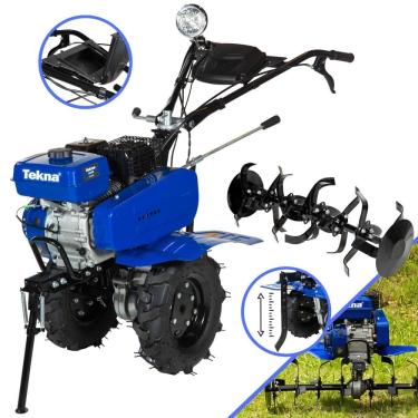 Imagem de Motocultivador Microtrator Completo Tekna TK90R À Gasolina 4T 212cc 7HP de Potência Profissional Com 24 Lâminas Cultivadoras Para Descompactação