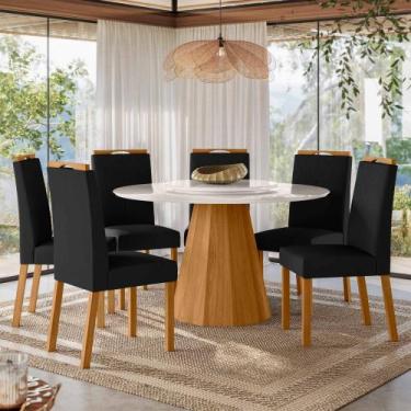 Imagem de Conjunto Sala de Jantar Mesa Isis 1,35m com Tampo Giratório e 6 Cadeir