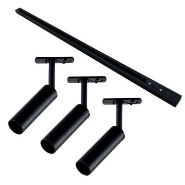 Imagem de Kit Trilho 1 Metro com 3 Spots Taschibra Track MR11 GU10 Bivolt Preto