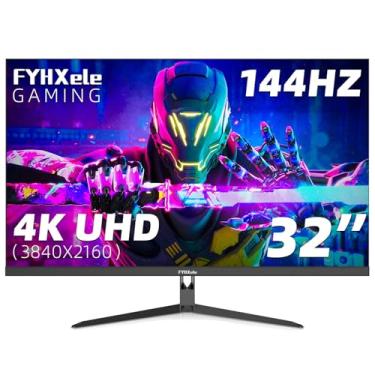 Imagem de FYHXele Monitor de jogos 4K de 32 polegadas, monitor IPS rápido UHD de 144 Hz, monitor de computador compatível com FreeSync, HDR400, 1ms, 100% sRGB, com DP, tipo C, HDMI 2.0/2.1, hub USB