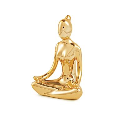 Imagem de Escultura de Yoga em Porcelana Dourado Gran Belo