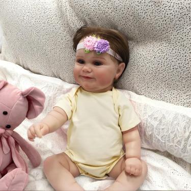 Imagem de WKMRH Bebê reborn Realista Menina Original,Boneca Reborn Abra seus olhos Macio de Corpo Toque Realista Vinil Corpo Inteiro Silicone Lavável