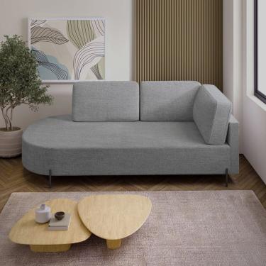 Imagem de Sofá Living Orgânico 2 Lugares 165cm Base de Ferro Braço Direito Norten Linho Cinza