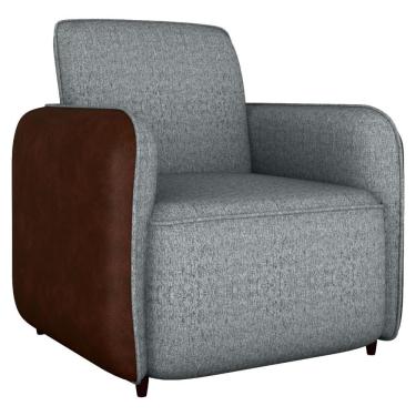 Imagem de Poltrona Decorativa Zurique 76 Cm Linho Vancouver Corino Whisk Milani Store Cinza