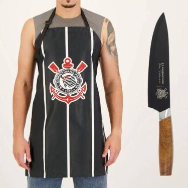 Imagem de Kit Corinthians Avental Retrô e Faca Premium - Kits, Único