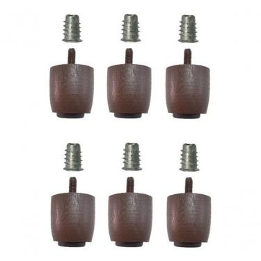 Imagem de 6 Pés Madeira Jr Marrom C/ Buchas Para Cama Box Baú Solteiro