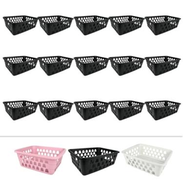Imagem de Cesto Organizador Kit 15 Peças 16x12x6cm Multiuso Para Gaveta Cozinha Lavanderia Super Resistente (Preto)