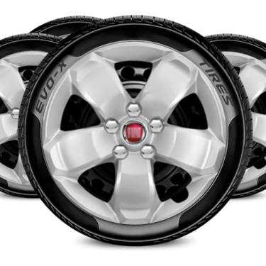 Imagem de Jogo Calota Aro 16 5x100 Design Toro 5 Furos + Emblema Vermelho