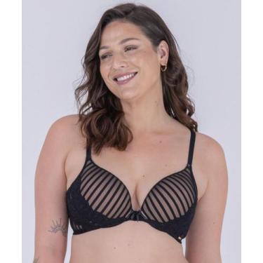 Imagem de Sutiã Plus Size em renda francesa com detalhe de tule listrado - doisr