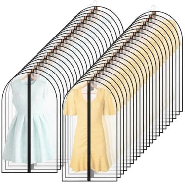 Imagem de Sintuff 160 peças de sacos de vestuário translúcidos de 61 cm x 101 cm para pendurar roupas com zíper completo preto para pendurar bolsas de vestuário de viagem para ternos, armazenamento de casacos