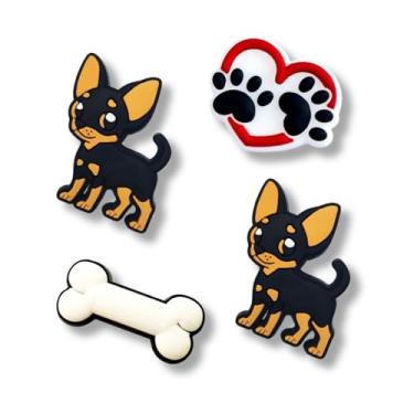 Imagem de TCHARIRY Pingentes de sapato de pastor alemão - pingentes de decoração de cachorro pastor alemão fofo presente para meninos, crianças, adolescentes e adultos - conjunto de 4, One Size, Plástico, Sem