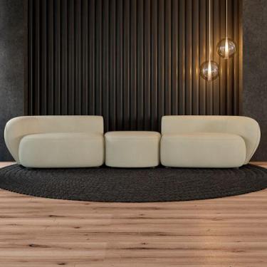 Imagem de Sofá Versátil Sala de Estar Egito 322cm Modulado Veludo Bege G52 - Gra