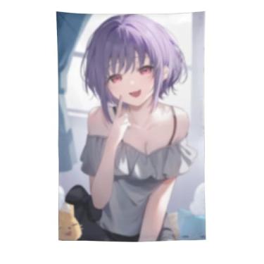 Imagem de LIEGBMEU Tapeçaria sexy de anime menina 152 x 228 cm arte de colcha de parede decoração de tapeçaria caprichosa AF158