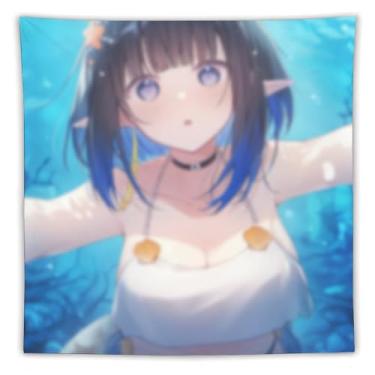 Imagem de LIEGBMEU Tapeçaria sexy de anime menina 152 x 152 cm arte de colcha de parede decoração de tapeçaria caprichosa AF107