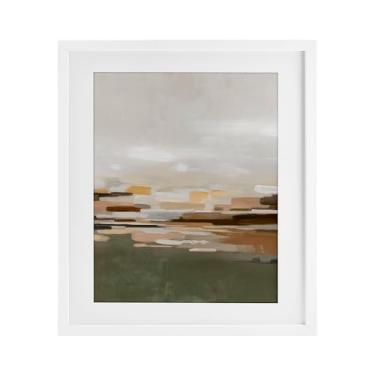 Imagem de Stupell Industries Impressão emoldurada branca incomum com abstração verde design sob vidro por Emma Peal, 21 x 17