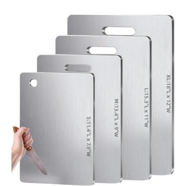 Imagem de DiiuuAII tábuas de corte de titânio, tábuas de corte de aço inoxidável para cozinha, tábuas de corte de titânio de grau médico dupla face para cortar vegetais e carne (34 * 23 cm / 13,4 * 9