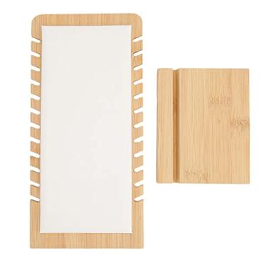 Imagem de Bambu Colar Display Stand Branco PU Painel Vertical Autoportante Jóias Titular com 12 Slots para Casa ou Loja Usar Bambu Vintage Material 11,5x24cm