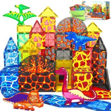 Imagem de Conjunto de azulejos magnéticos Coodoo Dinosaur World com lava para cr