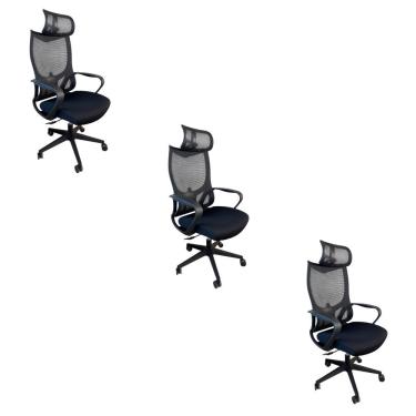 Imagem de Kit 3 Cadeiras Presidente Oficial Comfort Verona Com Apoio