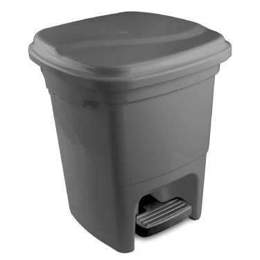 Imagem de Lixeira Plástica Com Pedal 15l - Plasvale Cinza