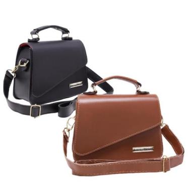 Imagem de Kit bolsa feminina pequena alça tarnsversal - ZBOLSA, Preto, Caramelo