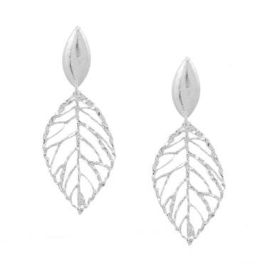 Imagem de Brinco Folha Banhado Prata 925 Feminino - Papillon Semi Jóias