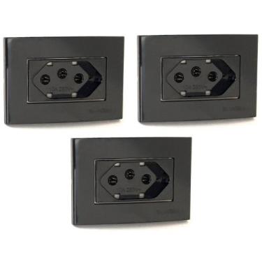 Imagem de 3 Tomada para Móvel 3 Pinos 10a Preto Ebony Embutir Painel Margirius