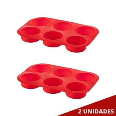 Imagem de Jogo 2 Assadeira 6 CupCakes Silicone Antiaderente Sortida - QUALITY HO
