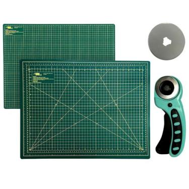 Imagem de Kit Base Placa de Cortar Tecido Papel Apoio de Mesa A2 45 x 60 + Corta