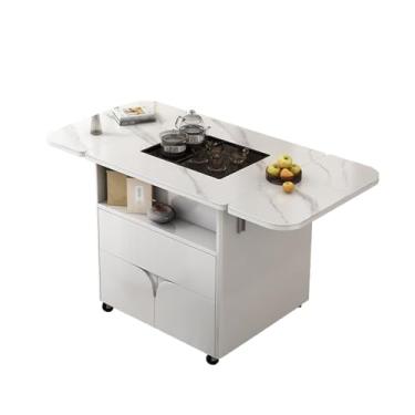 Imagem de Mesas centrais para sala de estar, mesa de chá móvel, carrinho de chá multifuncional, mesa de centro com tela sensível ao toque e carregamento USB, adequada para sala de estar