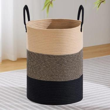 Imagem de Cesto de roupa suja VIPOSCO Large Woven Rope 72L marrom e preto