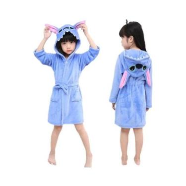 Imagem de Roupão De Banho De Flanela Azul Disney Stitch, Pijamas Infantis De 3 a